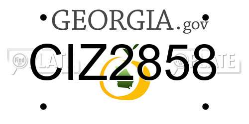 CIZ2858 Georgia License Plate