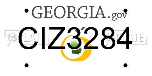 CIZ3284 Georgia License Plate