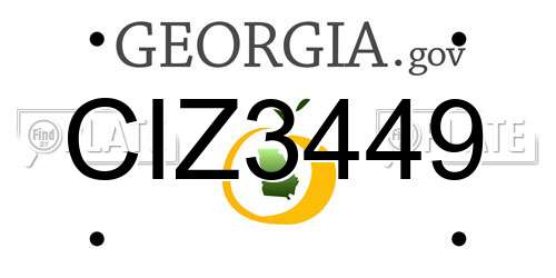 CIZ3449 Georgia License Plate