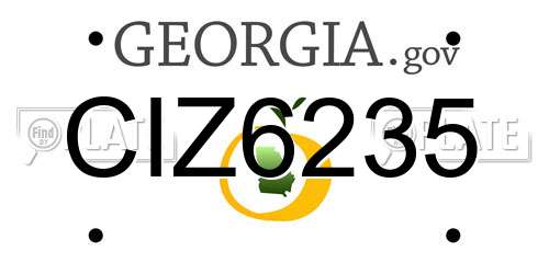 CIZ6235 Georgia License Plate