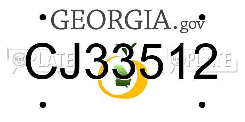 CJ33512 Georgia License Plate