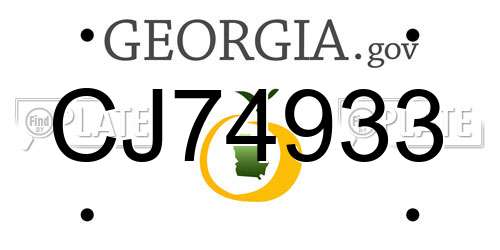 CJ74933 Georgia License Plate