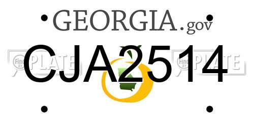 CJA2514 Georgia License Plate