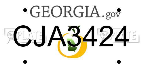 CJA3424 Georgia License Plate