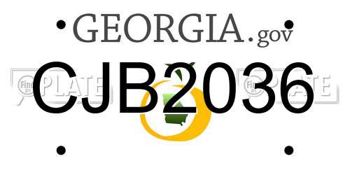 CJB2036 Georgia License Plate