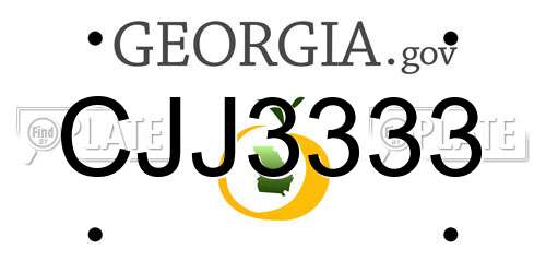CJJ3333 Georgia License Plate