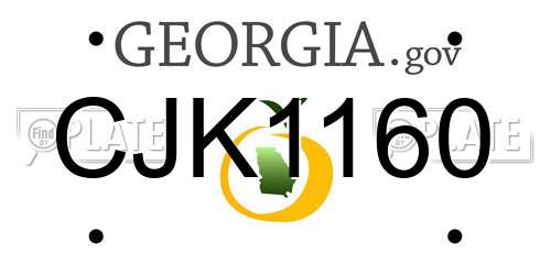 CJK1160 Georgia License Plate