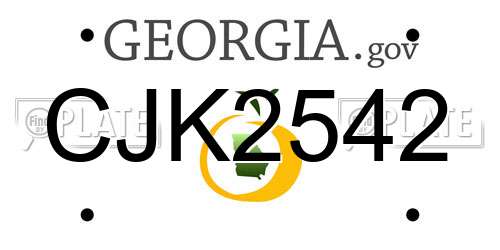 CJK2542 Georgia License Plate