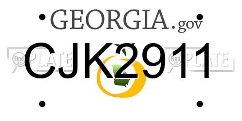 CJK2911 Georgia License Plate