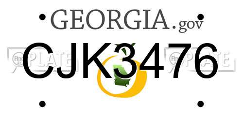 CJK3476 Georgia License Plate