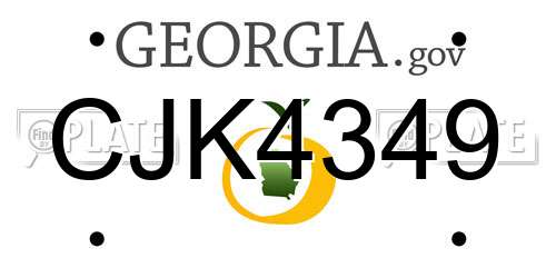 CJK4349 Georgia License Plate