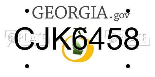 CJK6458 Georgia License Plate