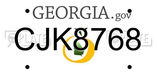 CJK8768 Georgia License Plate