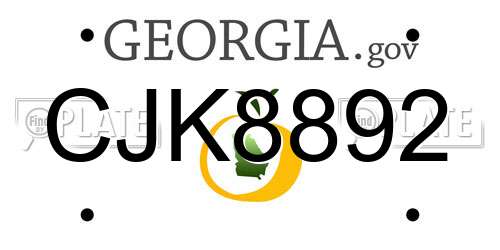 CJK8892 Georgia License Plate