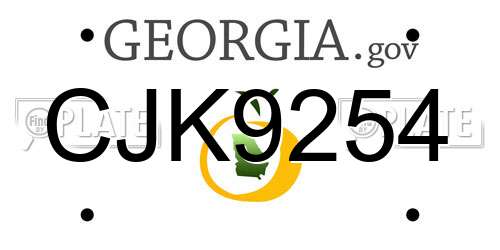 CJK9254 Georgia License Plate