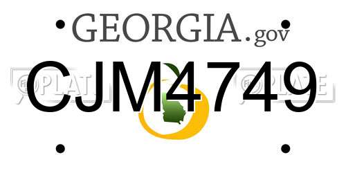 CJM4749 Georgia License Plate