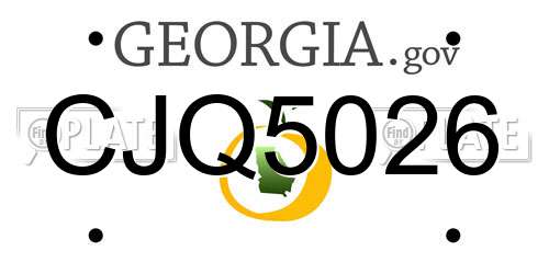 CJQ5026 Georgia License Plate