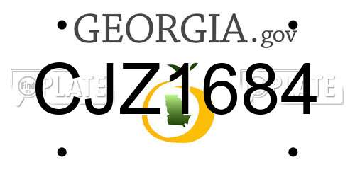 CJZ1684 Georgia License Plate