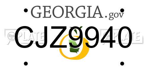 CJZ9940 Georgia License Plate