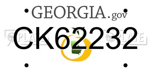 CK62232 Georgia License Plate