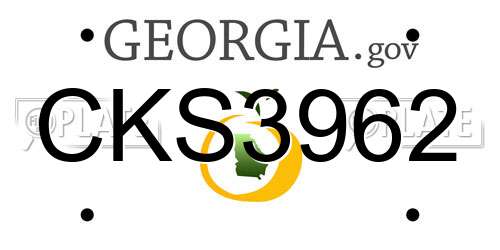 CKS3962 Georgia License Plate