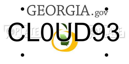 CL0UD93 Georgia License Plate