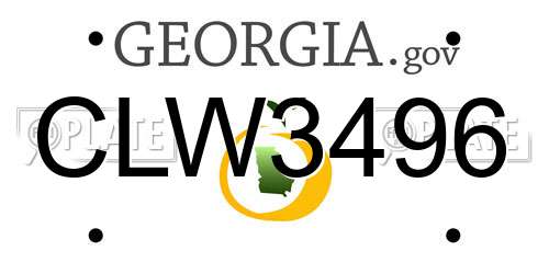 CLW3496 Georgia License Plate
