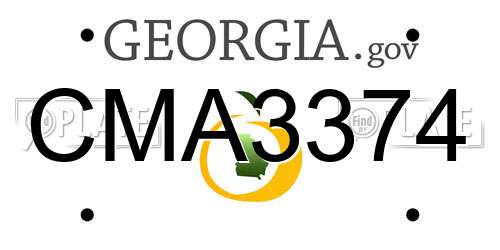 CMA3374 Georgia License Plate