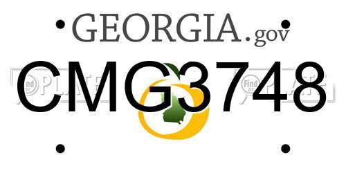 CMG3748 Georgia License Plate