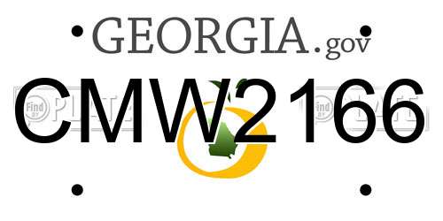 CMW2166 Georgia License Plate
