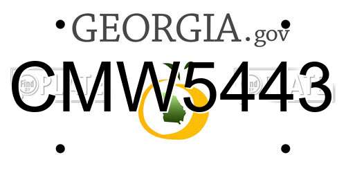 CMW5443 Georgia License Plate