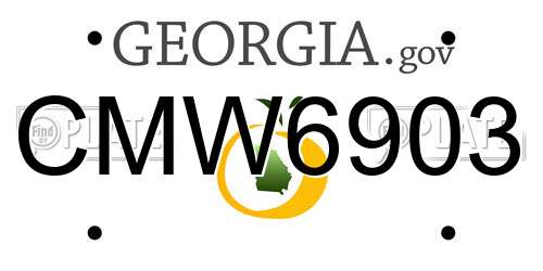 CMW6903 Georgia License Plate