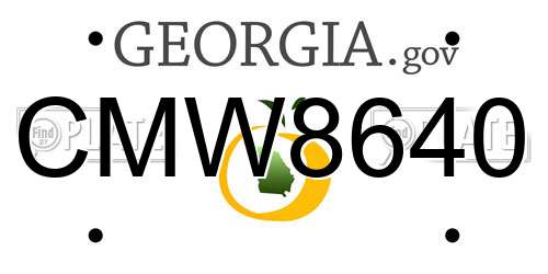 CMW8640 Georgia License Plate