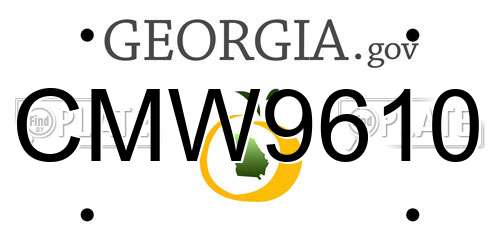 CMW9610 Georgia License Plate