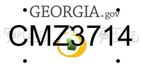 CMZ3714 Georgia License Plate