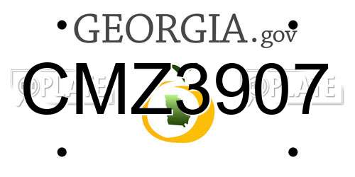 CMZ3907 Georgia License Plate