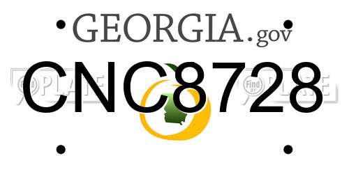 CNC8728 Georgia License Plate