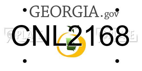 CNL2168 Georgia License Plate