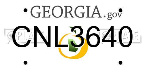 CNL3640 Georgia License Plate