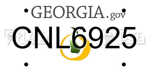 CNL6925 Georgia License Plate