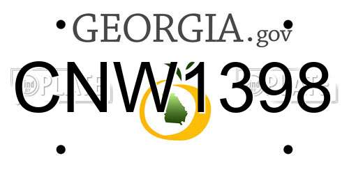 CNW1398 Georgia License Plate