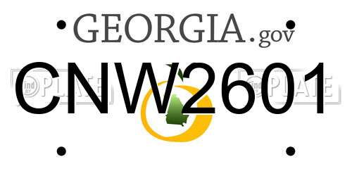 CNW2601 Georgia License Plate