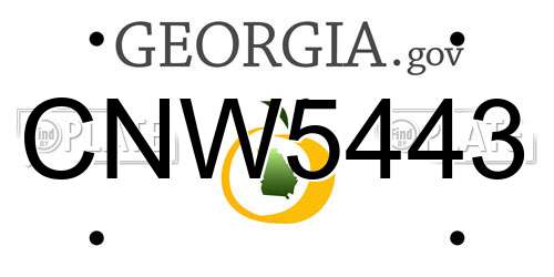 CNW5443 Georgia License Plate