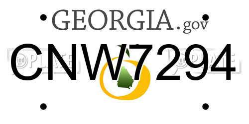 CNW7294 Georgia License Plate