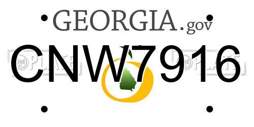 CNW7916 Georgia License Plate