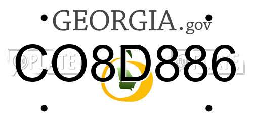 CO8D886 Georgia License Plate