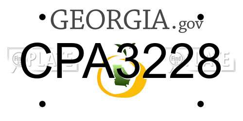 CPA3228 Georgia License Plate