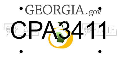 CPA3411 Georgia License Plate