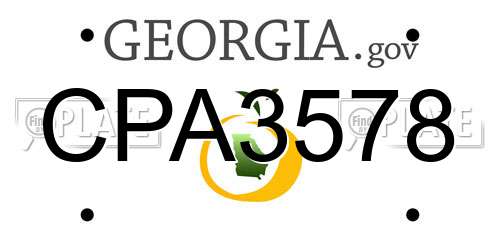 CPA3578 Georgia License Plate