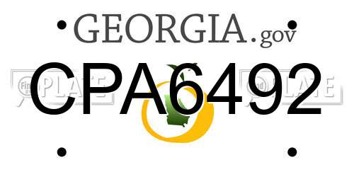 CPA6492 Georgia License Plate